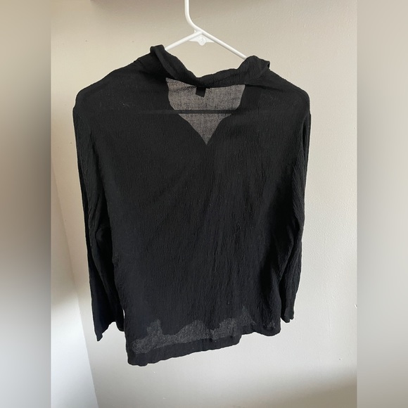 Eileen Fisher Ruched Black Button Down (Medium) - Picture 3 of 5